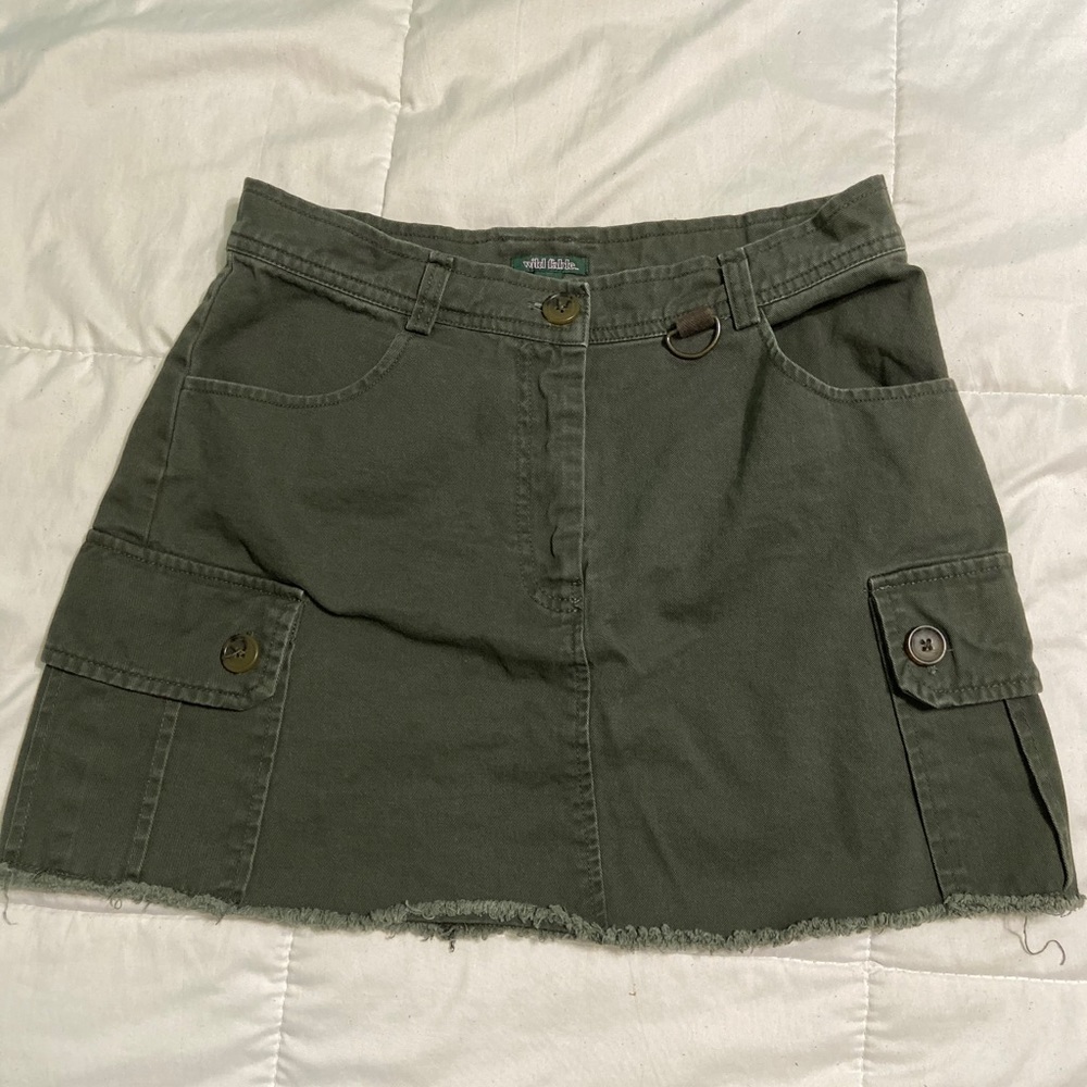 Olive Green Cargo Mini Skirt